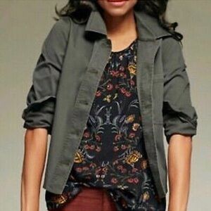 CAbi Crossroads Army Green Utility Boxy Jacket Unlined Sz M Pockets Bella Swan